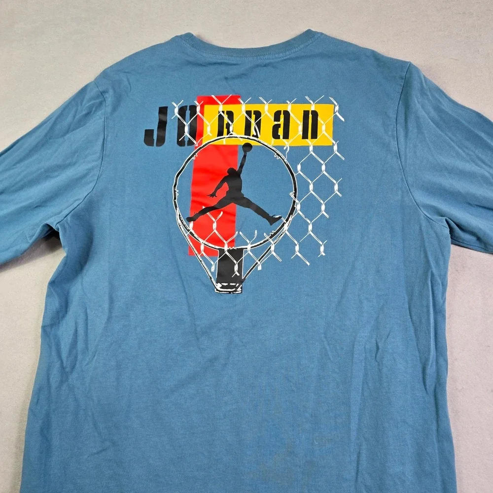 Jordan DNA Long Sleeve T-Shirt Mens Medium Blue Graphic Jumpman Basketball‎ Tee